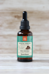 Stevia liquid chocolate substitute for sugar, brown liquid in bottle with dropper, natural sweetener for tea