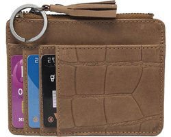 Kroko credit card holder light brown
