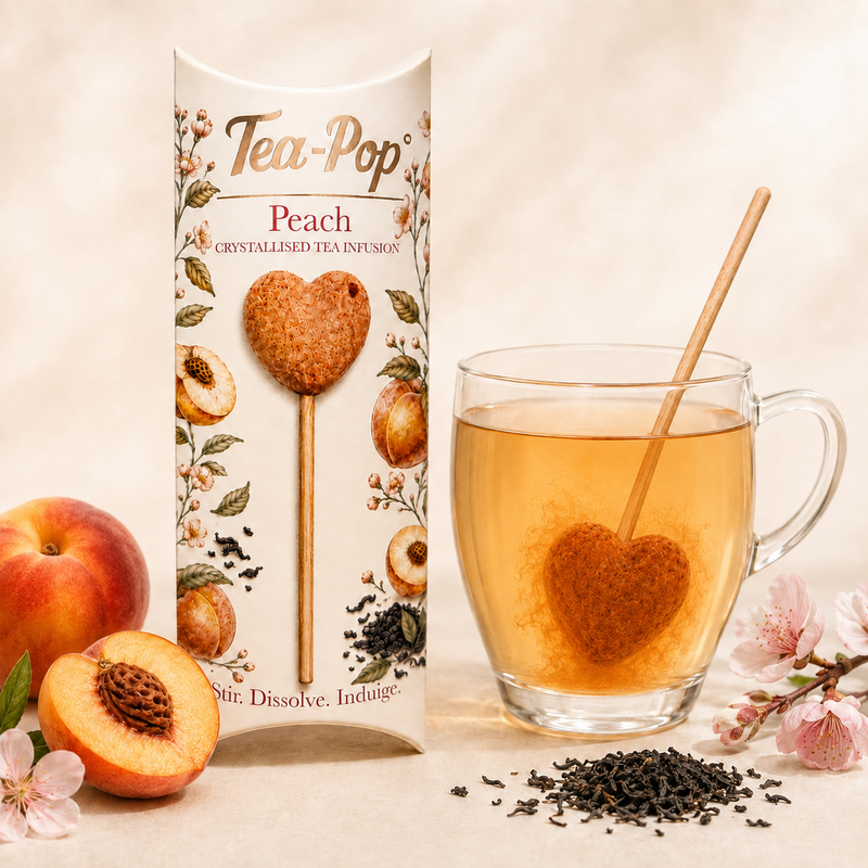 TEA-POP Thé sur un bâton | Pêche | Plateau de présentation de 20 bâtons