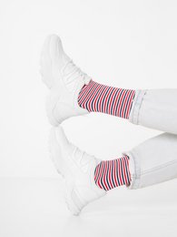 Organic striped socks - socks with red and blue stripes
