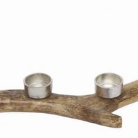 Ländlicher Kerzenhalter Rentiergeweih | 55cm | Teelichthalter aus Holz | Weihnachtsdekoration | Nachhaltige Weihnachtsdekoration | Braun