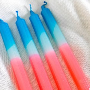 Dip & Dye Tischkerzen – Pink, Hellblau und Königsblau