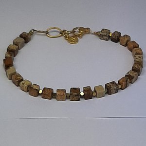 Baixa bracelet porcini brown stainless steel gold plated