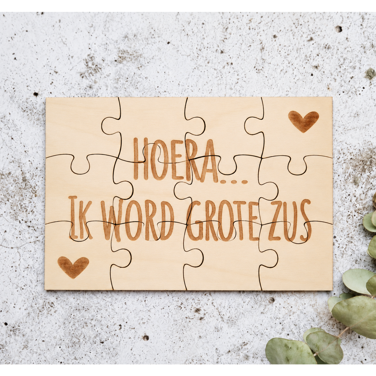 Zwangerschapsaankondiging houten puzzel | grote zus