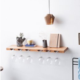 Tu Las™ Håndlavet trævægmonteret vinglasholder - 94 x 22 x 4 cm - Holdbart glasstativ - Eg