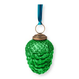 Ornament Glass Pine Cone Green 7.5cm