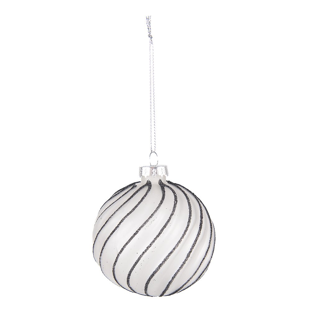 Kerstbal Set van 4 Ø 8 cm Zwart Grijs Glas Kerstdecoratie