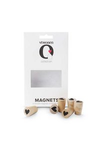Set/6 Magnets Wooden Cone with Heart