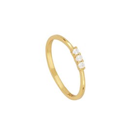 A delicate gold ring with a row of small stones, perfect for a statement accessory.