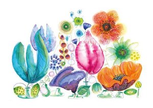 Double card with env. Summer flowers