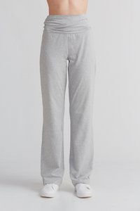 1726-047 | Women's trousers with fold-over waistband - gray melange