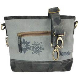 Traditionele tas van Domelo. Veganistische canvas schoudertas met bedrukt hert/edelweiss-motief