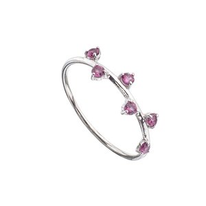 Silver rhodolite garnet satellite ring