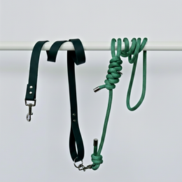  Multi-position dog leash, navy blue and green, Biothane and boat rope materials, adjustable length, durable training leash.