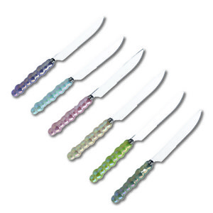 Silver Dessert -messen met multi -gekleurde mouwen - set van 6