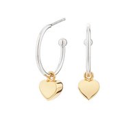 Cube Hoop Heart Gold Plated Earrings