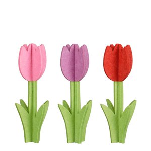 Decoratie tulp rood roze paars 3 assorti