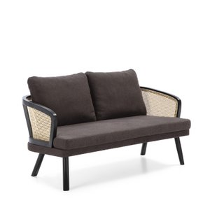 SOFA 150X75X86 MADERA NEGRO/TELA SOHO-100/RATAN NATURAL TH2574100