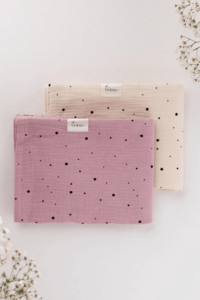 TISU muslin set, Pink + White Dot