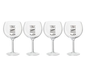 J-Line Glas Gin High - transparent/schwarz - Geschenkbox - 4 Stück