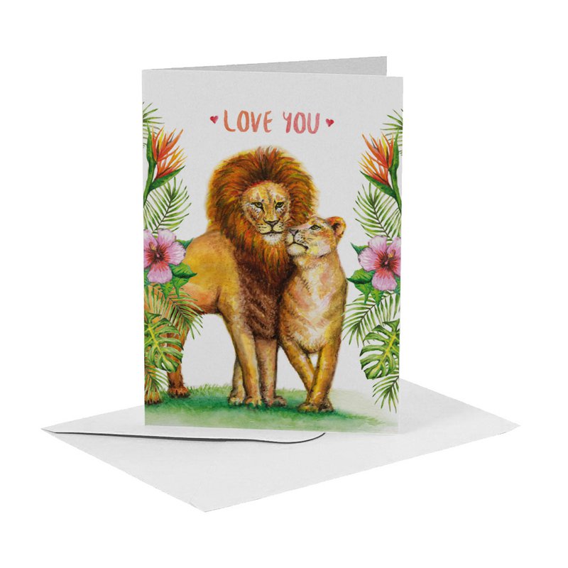 10 wenskaarten mix - gevouwen met envelop - Verjaardag - Liefde - Papegaai - Olifant - Zebra - Dolfijn - Leeuwen - A6 formaat - aquarel