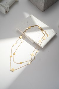 Geometrische lange ketting diamant roestvrij staal gouden chic minimalistisch modern