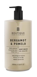 Boutique Bergamot & Pomelo Body Wash, a luxurious 1000ml body wash with a refreshing citrus scent, featuring bergamot and pomelo notes.