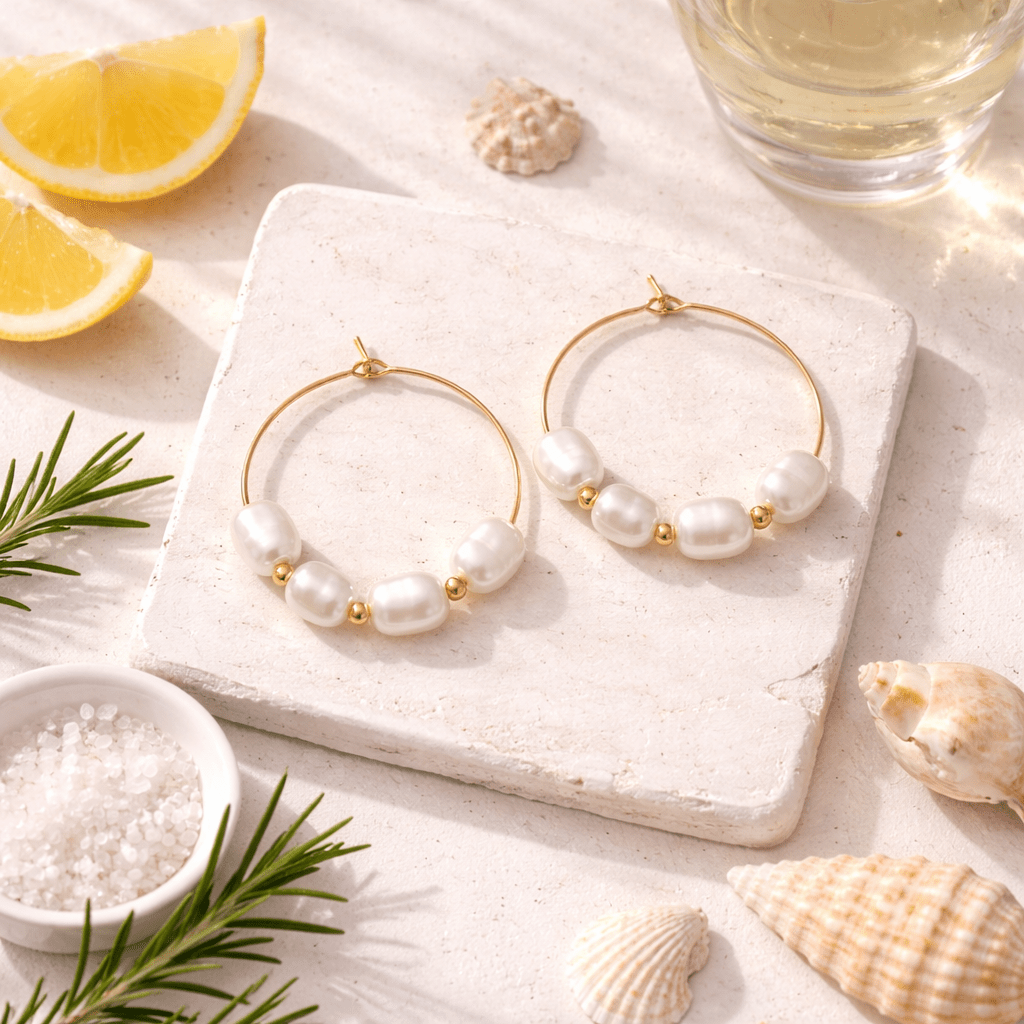 Cecile – Hoop earrings with river pearls