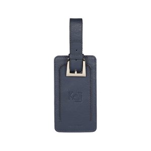 K0006DB | Luggage tag in genuine full grain leather with light grain. Blue colour. Adjustable strap. Dimensions: 12 x 6.5 x 1 cm - Packaging: Rigid bottom/lid gift box