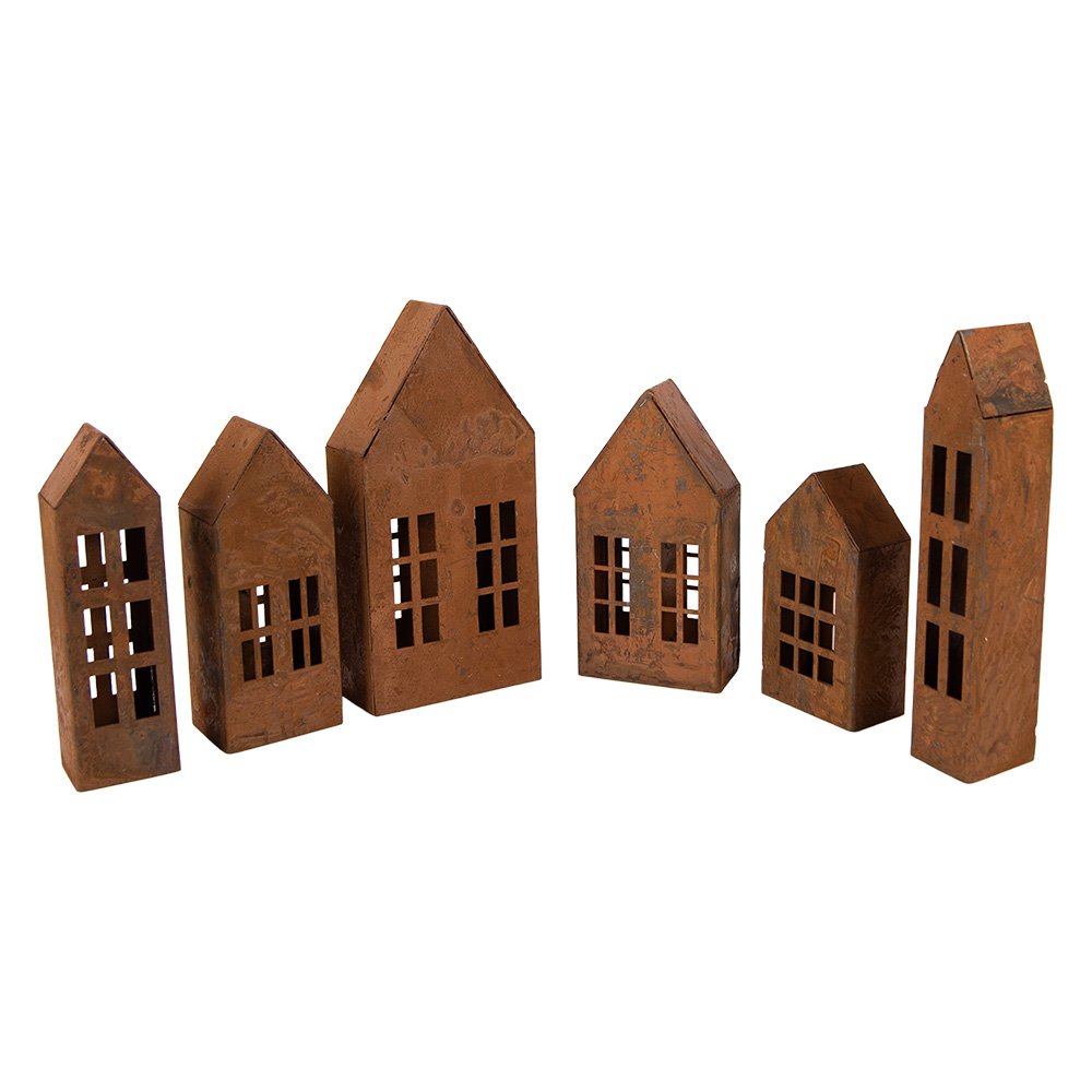Decoratie Beeld Huis 27x3x14 cm Bruin Metaal