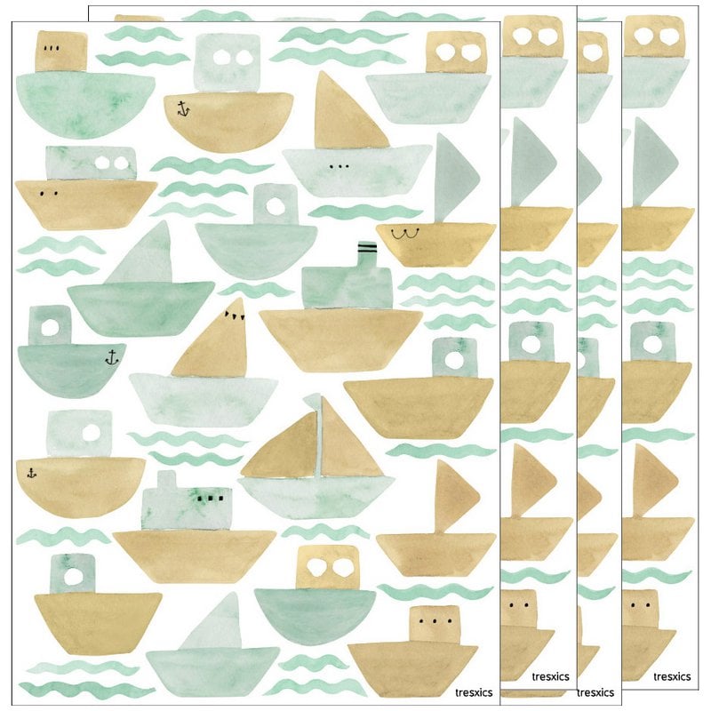 Akvarel både wallsticker
