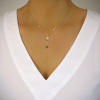 Peridot green crystal butterfly and Emerald drop necklace