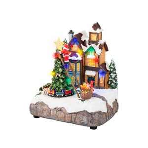 Kerstscene kerstboom LED 16x19x22cm
