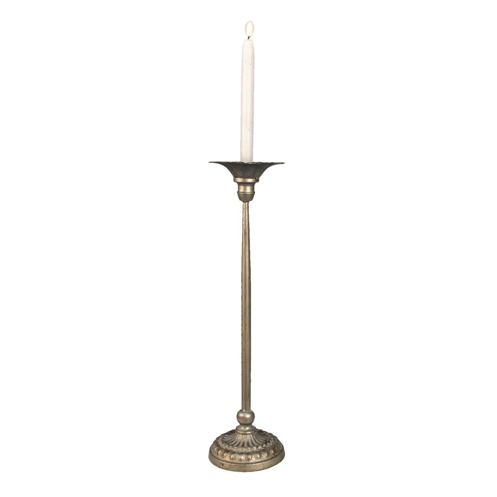 Kandelaar Ø 12x50 cm Zilverkleurig IJzer Kaarsenstandaard