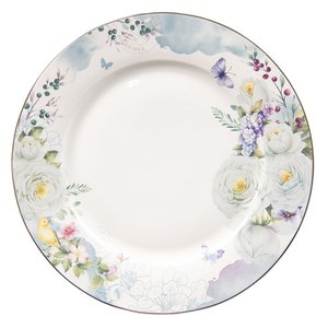 Dinner plate Ø 26 cm white blue porcelain flowers eating board