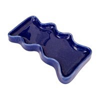 Wave Tablett aus Keramik - Rechteck Blau