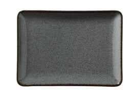 Rectangular dessert plate in a dark, matte gray color. Measures approximately 23cm x 17cm.