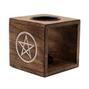 Large Mango Wood Oil Burner - Pentagon