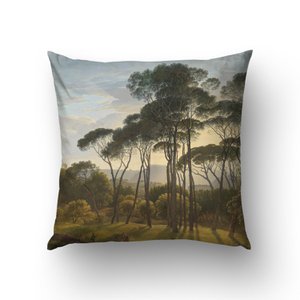 Vintage Italiaans landschap gooien kussensloop gouden zonsondergang decor