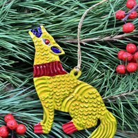 Yellow coyote - Tinplate ornament