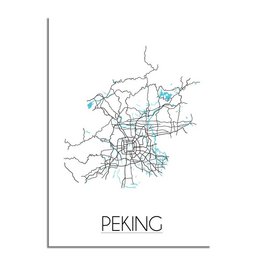 Detailed map of Peking (Beijing) city with road network and landmarks. Suitable for wall art, home decor, or travel planning.