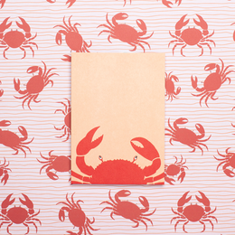 Ansichtkaart "Krab" koraalrood - houtpulpkarton