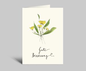 Get well card with envelope | Yellow bouquet | Get well soon