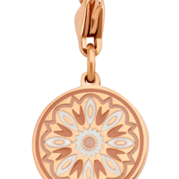 CO88 Collection Charms 8CH 00009 Stalen hanger - 15 mm - Bedel - Rond - Emaille - Wit -Roségoudkleurig