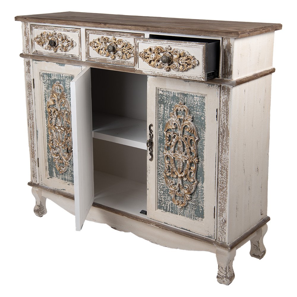 Dressoir Wit Bruin, Hout 126x40x112 cm