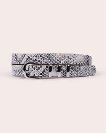  Snake-print leather belt with structured buckle, gold and silver hardware, adjustable sizes XS-XL