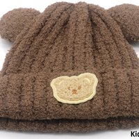 T-D1.2  HAT1001-003-2 Beanie with Bear for Kids Brown