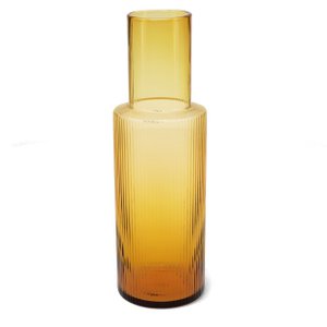 Retro geribbelde glazen karaf 850ml - Amber