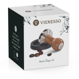 Tamper mit edlen Holzgriff - Espresso Stempel für den Barista inkl. Matte