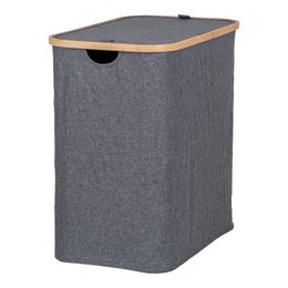 Noto Laundry Basket - Dark Grey, Bamboo/Textile, 54x33x54 cm